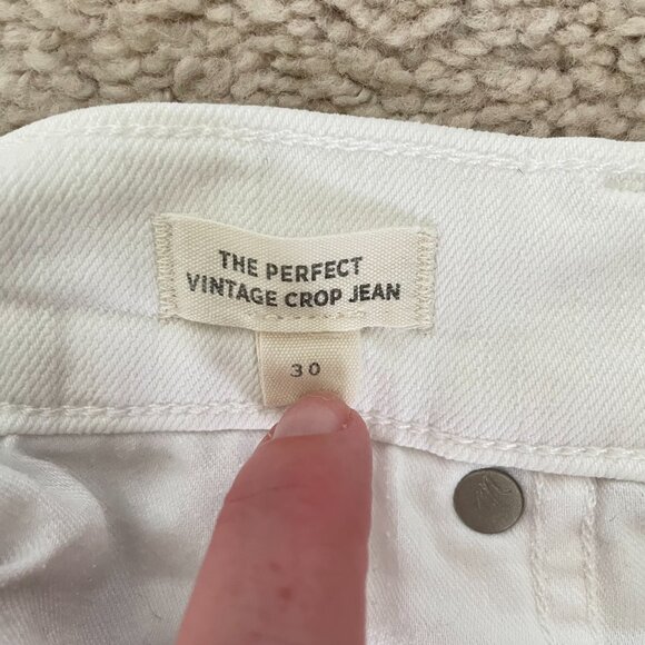 Madewell The Perfect Vintage Crop Jean – White High Rise Frayed Hem – Size 30 - Picture 4 of 10